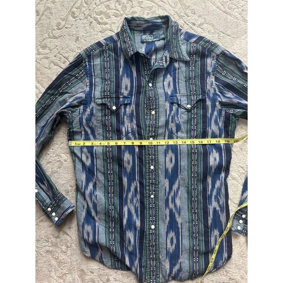 Rare Polo Ralph Lauren Men’s Western Shirt Aztec Navajo Ikat Snap Button M - Picture 4 of 7